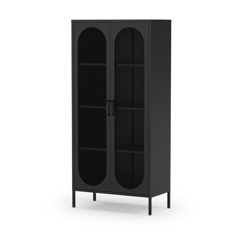 Vetrina Diora 2 ante reticolate metallo nero elegante