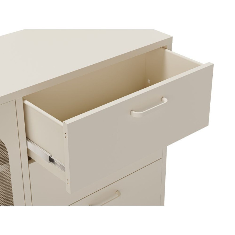 Credenza Doria 2 ante 3 cassetti metallo crema elegante