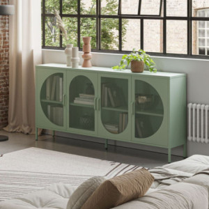 Credenza Tayra in metallo verde menta 160 cm 4 ante