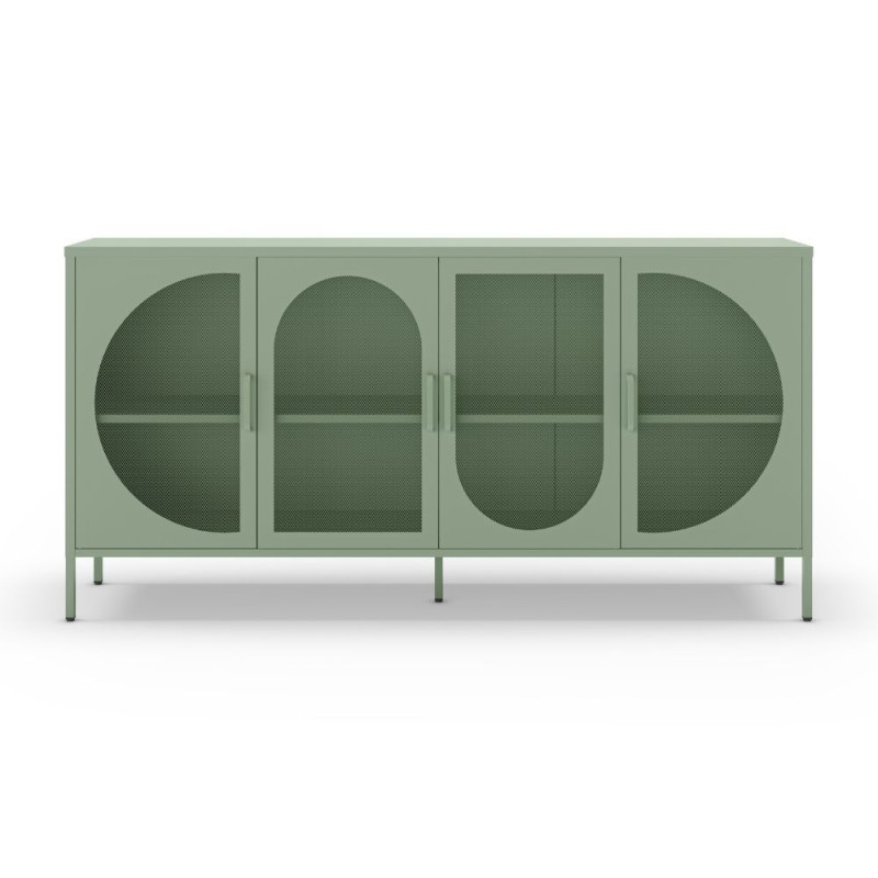 Credenza Tayra in metallo verde menta 160 cm 4 ante