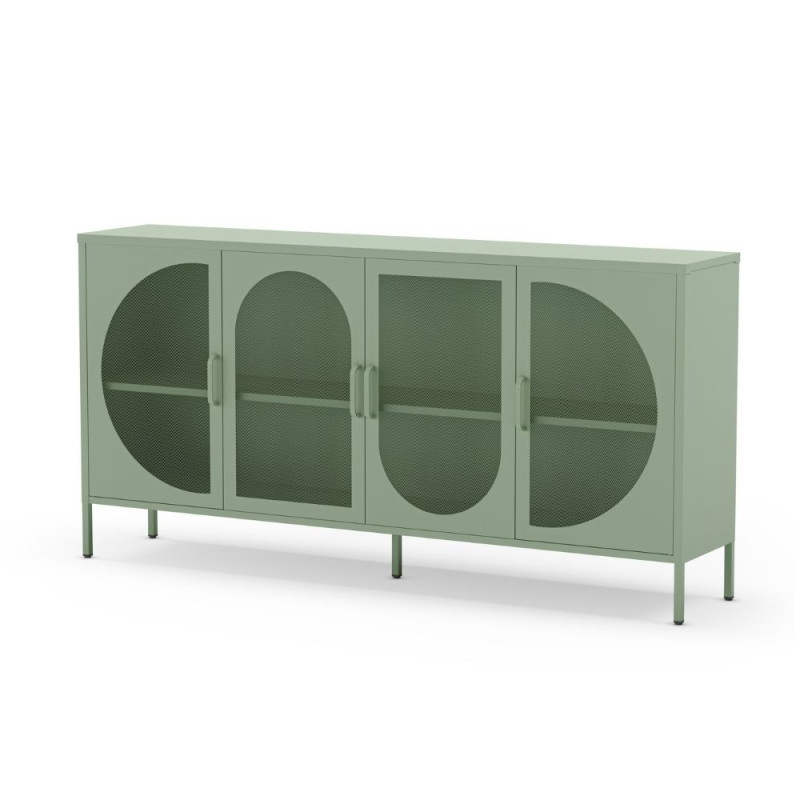 Credenza Tayra in metallo verde menta 160 cm 4 ante