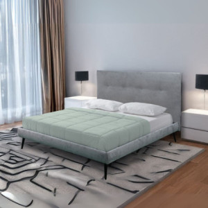 Letto matrimoniale Stiletto tessuto grigio chiaro con rete fissa