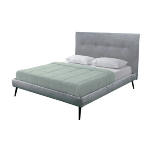 Zoom Letto matrimoniale Stiletto con rete fissa in tessuto grigio chiaro