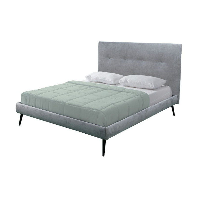 Letto matrimoniale Stiletto tessuto grigio chiaro con rete fissa