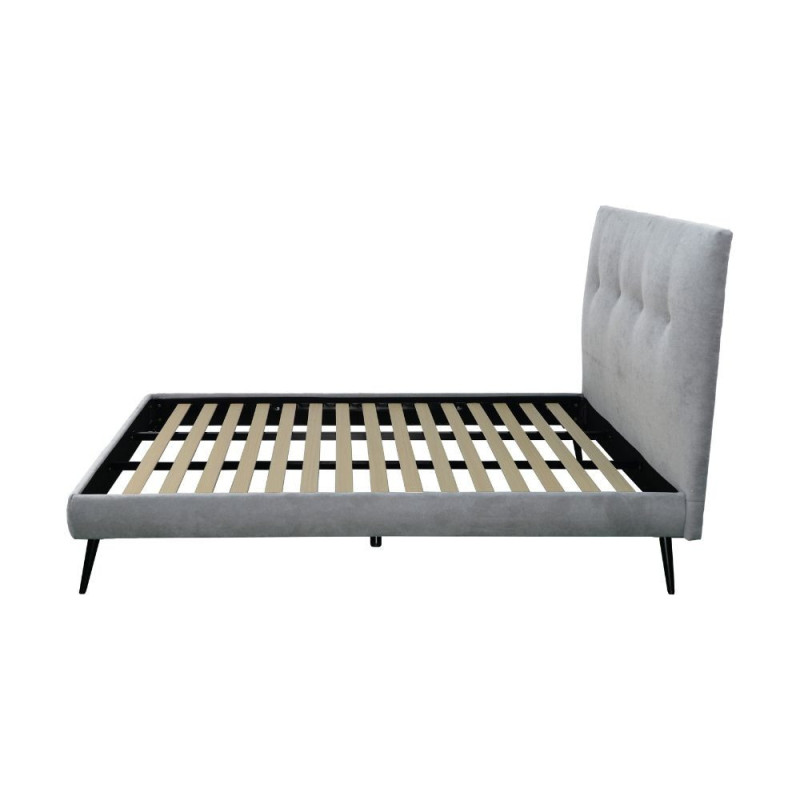 Letto matrimoniale Stiletto tessuto grigio chiaro con rete fissa