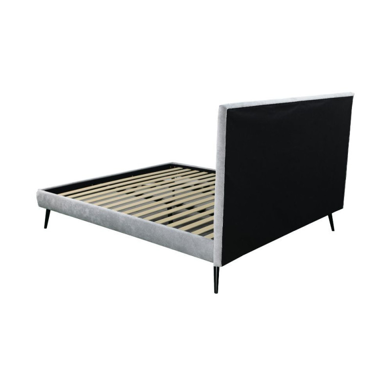 Letto matrimoniale Stiletto tessuto grigio chiaro con rete fissa