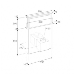 Zoom Cappa aspirante down draft Bertazzoni KDD90XA da 90 cm. 1 motore acciaio inox e vetro nero classe A