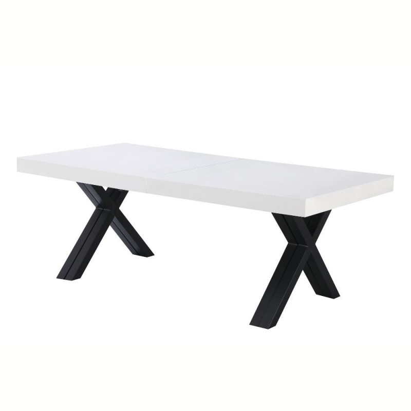 Tavolo allungabile Dava bianco opaco gambe metallo nero moderno