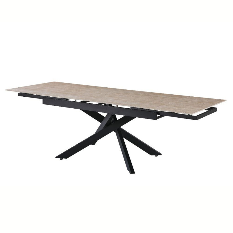 Tavolo allungabile Trivia marmo travertino gambe metallo nero