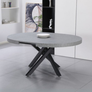 Tavolo allungabile Raven cemento gambe metallo nero moderno
