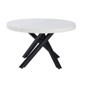 Zoom Tavolo allungabile Raven con piano colore bianco opaco e gambe in metallo nero