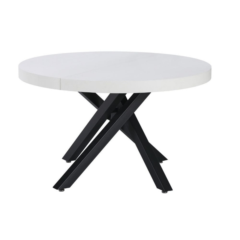 Tavolo allungabile Raven bianco opaco gambe metallo nero moderno