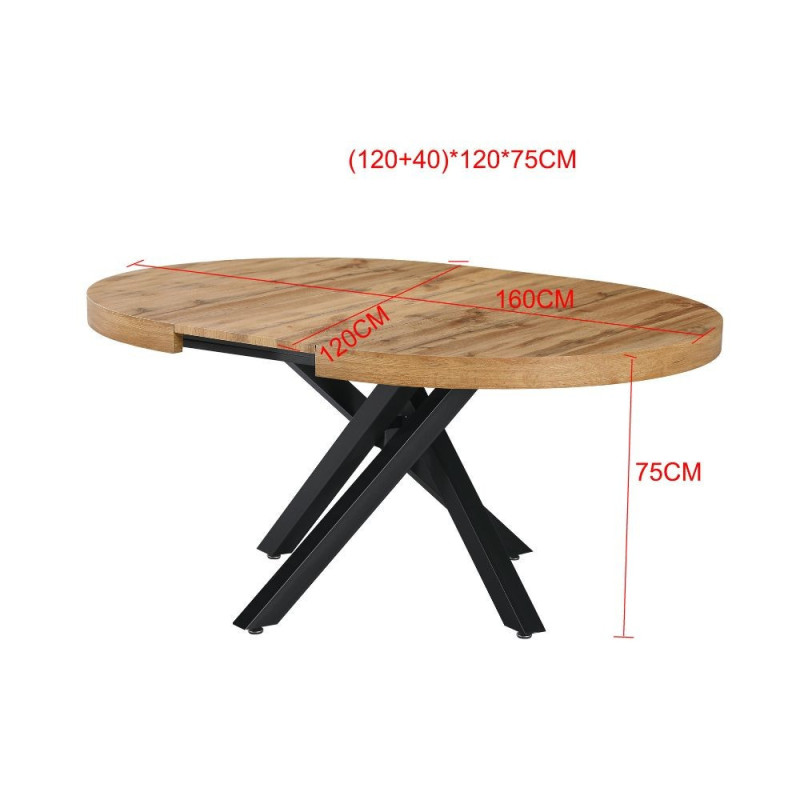 Tavolo allungabile Raven rovere gambe metallo nero moderno