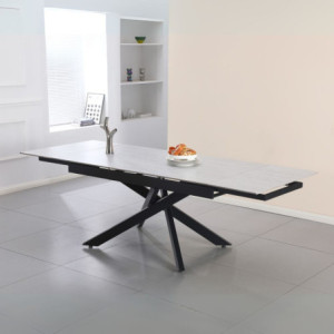 Tavolo allungabile Trivia larice beige gambe metallo nero moderno