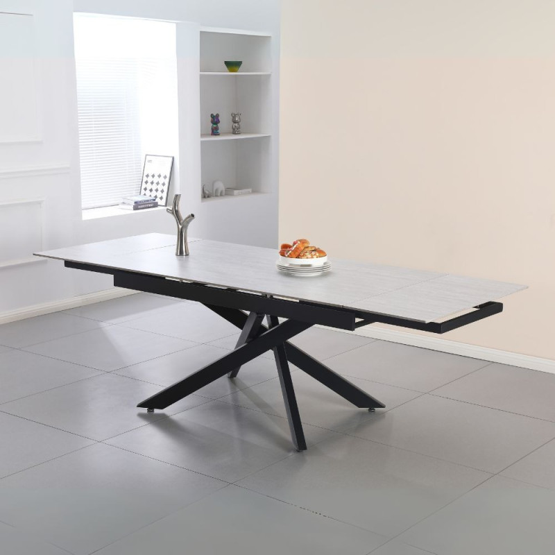 Tavolo allungabile Trivia larice beige gambe metallo nero moderno