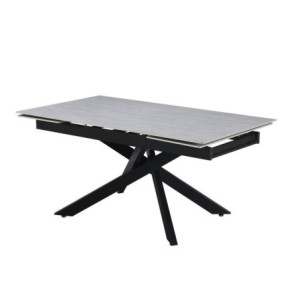 Zoom Tavolo allungabile Trivia con piano larice beige e gambe in metallo nero