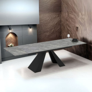 Tavolo allungabile Monza ceramica effetto marmo grigio e nero
