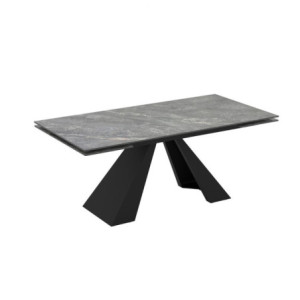 Zoom Tavolo allungabile Monza con top in ceramica effetto marmo grigio e gambe nere
