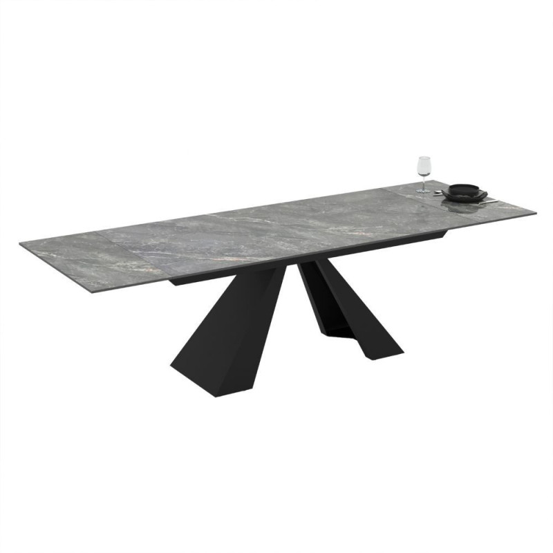 Tavolo allungabile Monza ceramica effetto marmo grigio e nero