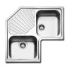 Lavello angolare da incasso 83x83 cm inox 2 vasche gocciolatoio