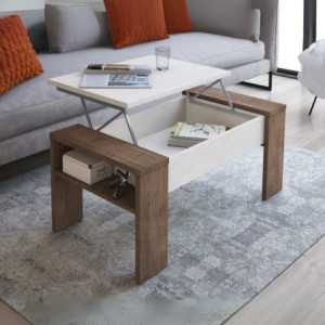 Zoom Tavolino da caffè Tinus con piano sollevabile colore noce eastwood e spatolato