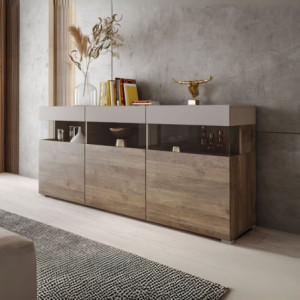 Madia Itaca 3 ante noce Eastwood e cashmere con vetro
