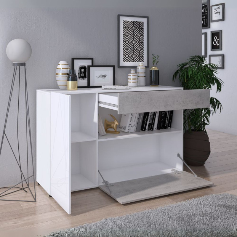 Madia Astra cemento e bianco larice moderna e funzionale