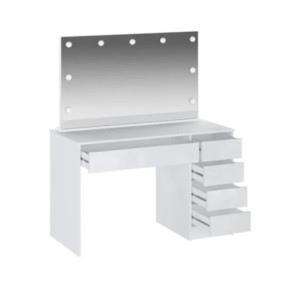 Zoom Toeletta Elite 5 cassetti con specchio con lampadine LED colore bianco