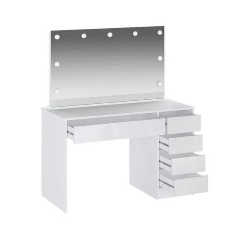 Toeletta Elite 5 cassetti con specchio LED bianca moderna