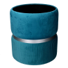 Set 2 pouf contenitore velluto turchese Ø35 e Ø39 cm elegante