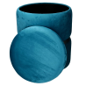 Set 2 pouf contenitore velluto turchese Ø35 e Ø39 cm elegante