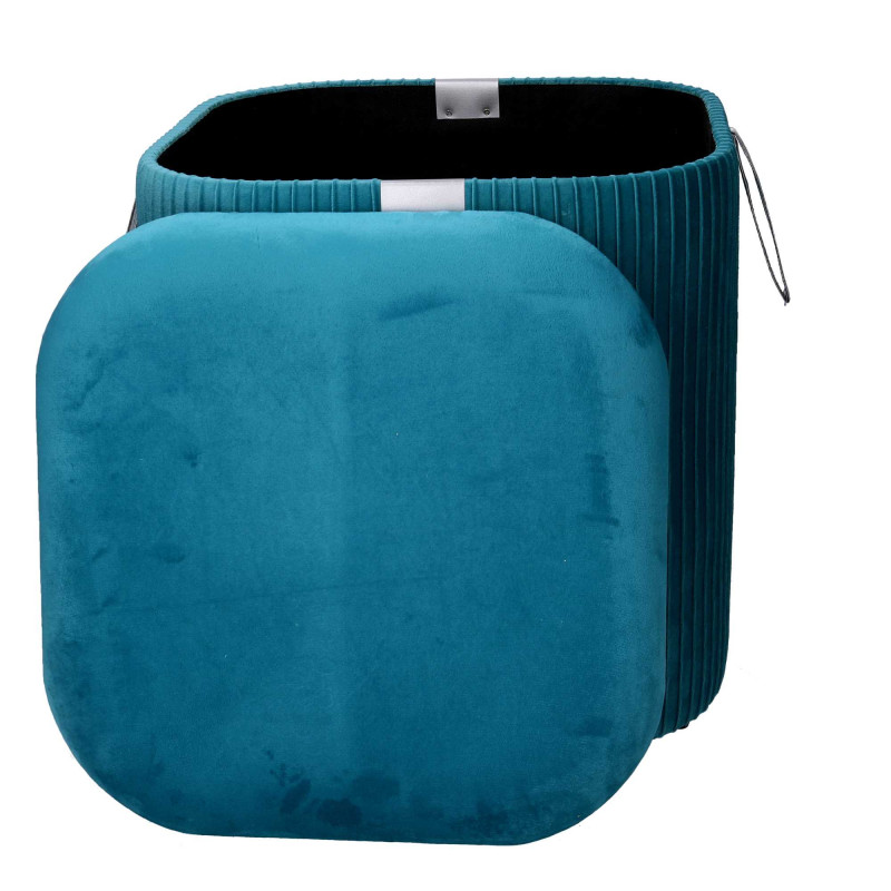 Pouf contenitore velluto turchese 39x39x43 cm casa
