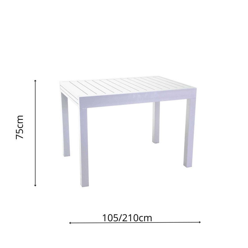 Tavolo alluminio Cleveland allungabile bianco 105-210x75 cm