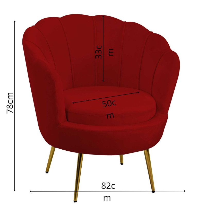 Poltrona velluto Tulipan rosso fragola 73x72x77 cm casa
