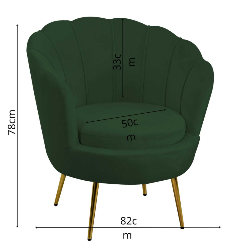 Poltrona velluto Tulipan verde 73x72x77 cm casa