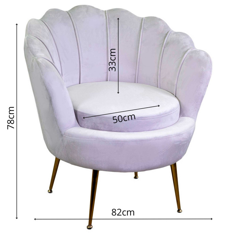 Poltrona velluto Tulipan grigio 73x72x77 cm casa