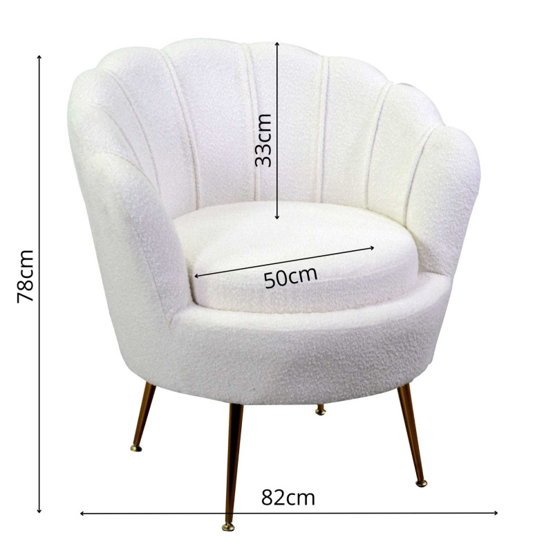 Poltrona tessuto bouclé Tulipan crema 73x72x77 cm casa