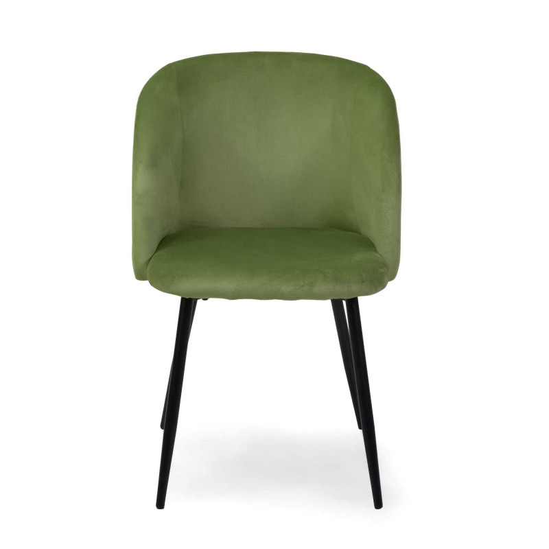 Poltrona velluto Ruby verde struttura nera 56,5x54xH46/81 cm