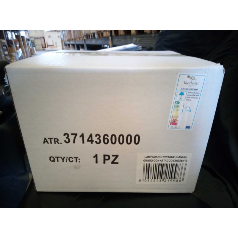 Lampadario metallo vintage bianco grigio attacco CMO26H19
