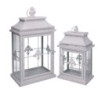 Lanterna metallo bianco opaco argentata 25x18xH47,5 cm elegante