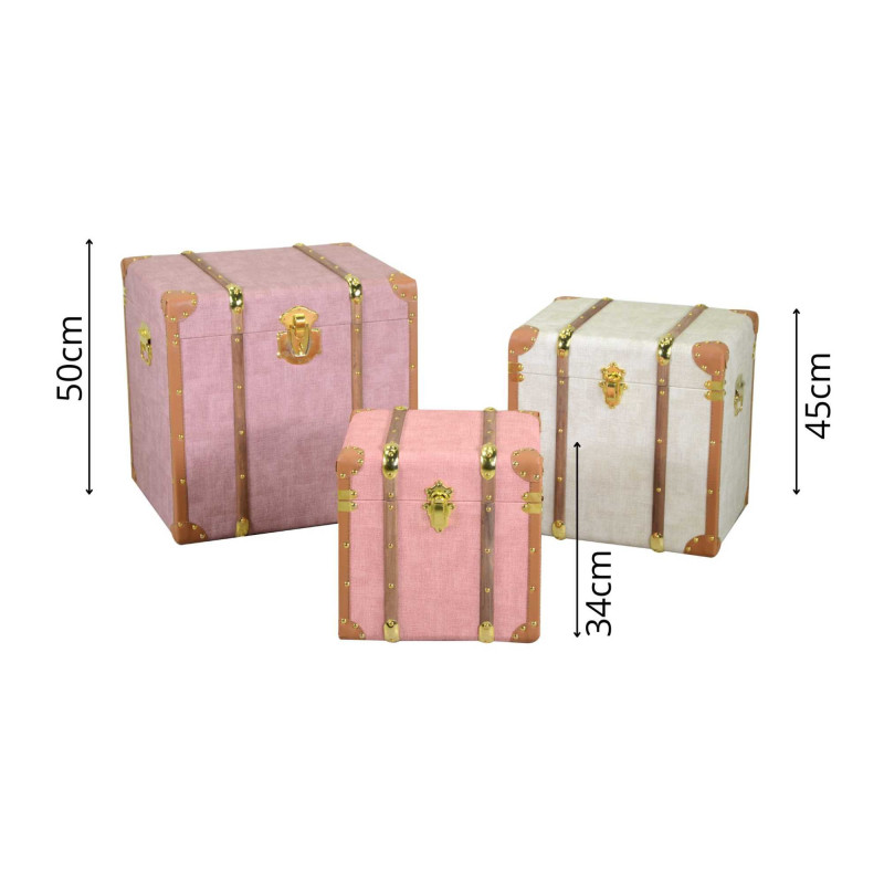 Baule ecopelle quadro set 1-3 grande 50×40×h50 cm — levanteshop.it