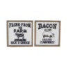 Quadri in legno e metallo Milk &amp; Bacon set 2 moderni