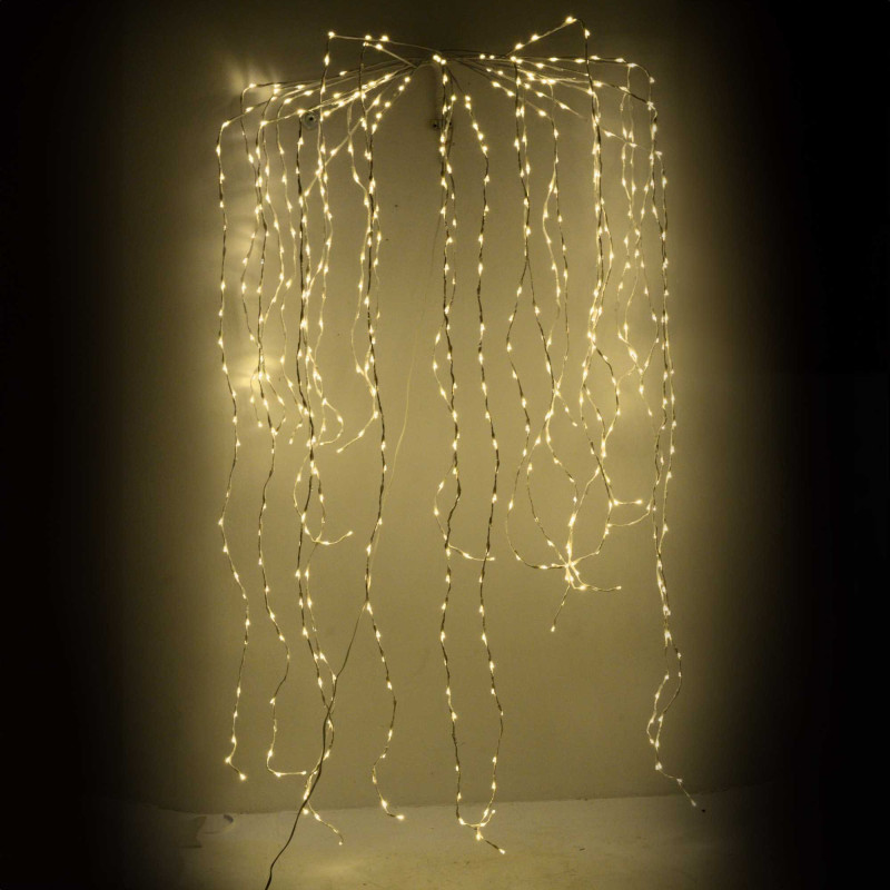 Luce cascata 648 LED caldo filo bianco 70xh220x6 decorazione Natale