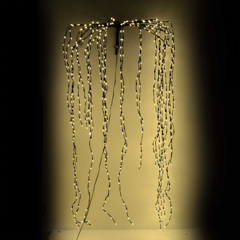 Luce cascata 567 LED caldo flash fisso 700x220 cm filo marrone