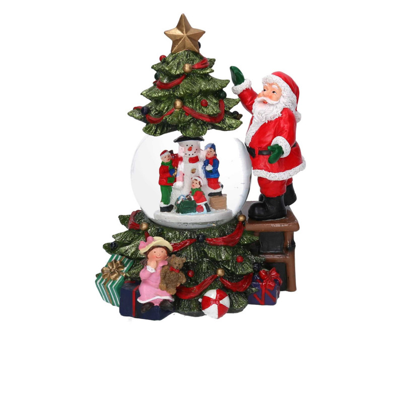 Palla di vetro LED resina Babbo Natale musica 16x15x25 cm decorazione