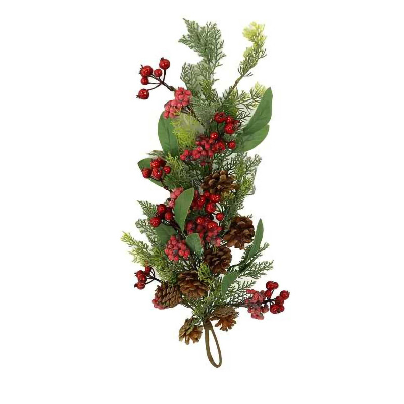 Festone plastica rosso 56cm decorazione natalizia allegra e vivace