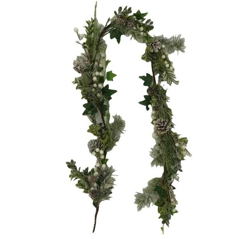 Festone plastica bianco 150cm decorazione natalizia luminosa