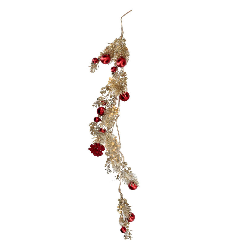 Festone plastica sfere rosso 125 cm decorazione natalizia casa