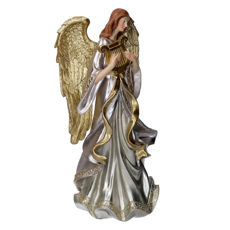 Angelo resina con chitarra oro 18,2x16,4x37,8 cm decorazione