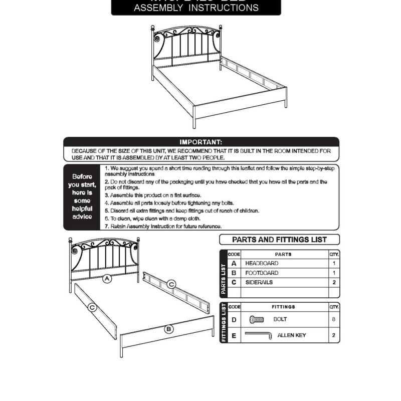 Letto Nodi matrimoniale bianco metallo 160x195 cm elegante